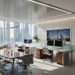 Modern office renovation Dubai open workspace layout