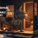 Cabin stay essentials packed on a wooden table