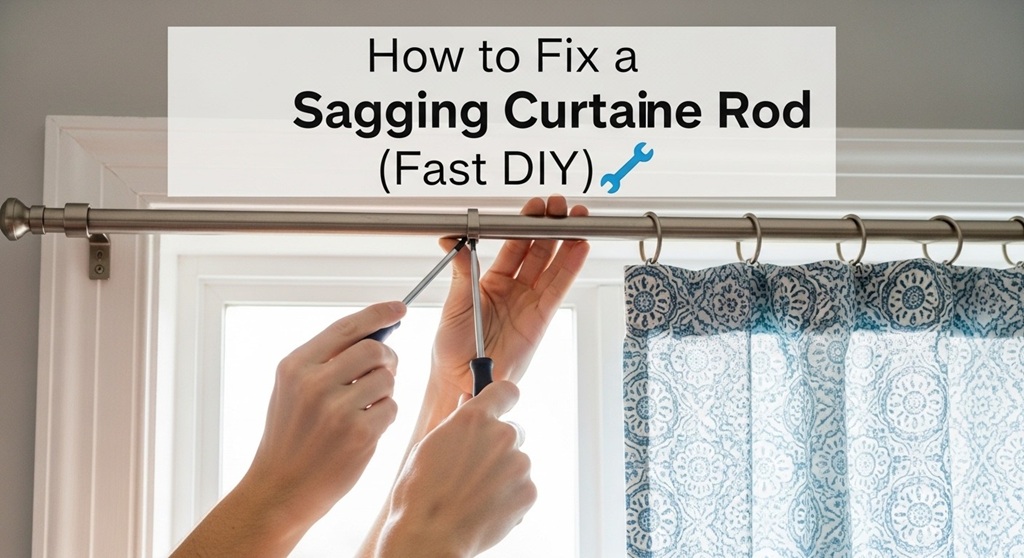 Fixing a sagging curtain rod with center support bracket